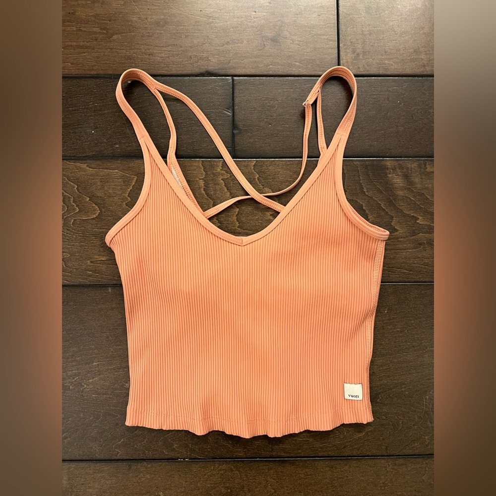 Vuori light pink/orange Rib Crop Tank Top